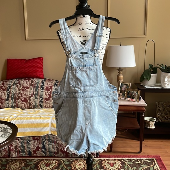 Wild Fable Light-wash Denim Bib Overall Shortails Size XL - Picture 2 of 6